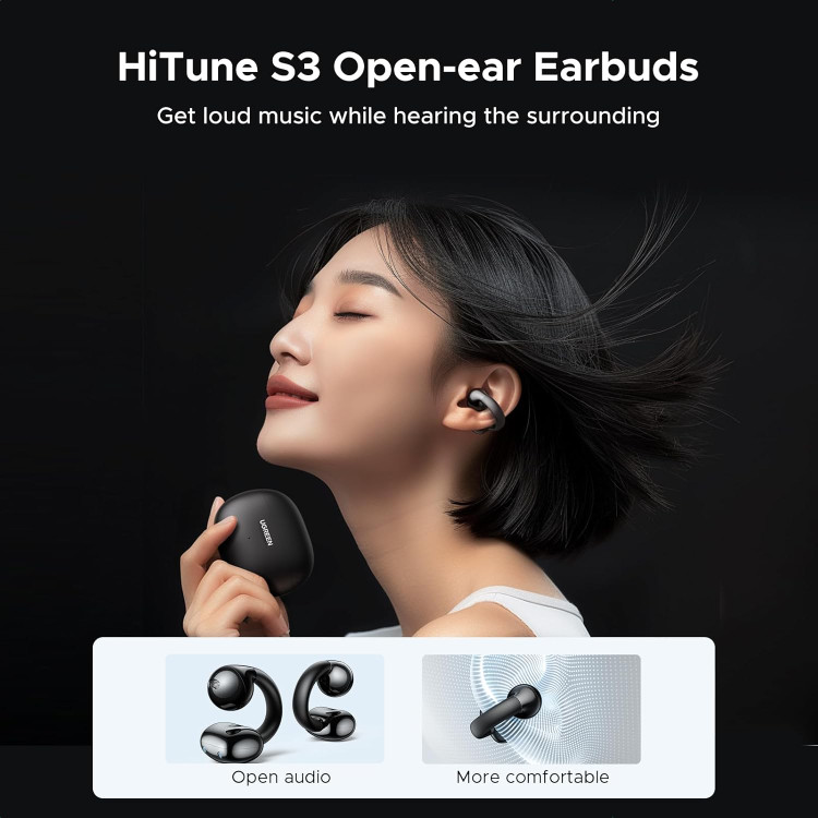 هدفون بلوتوث TWS داخل گوش هدست بی سیم HITUNE S3 TRUE CLIP سیاه 45785 Ugreen