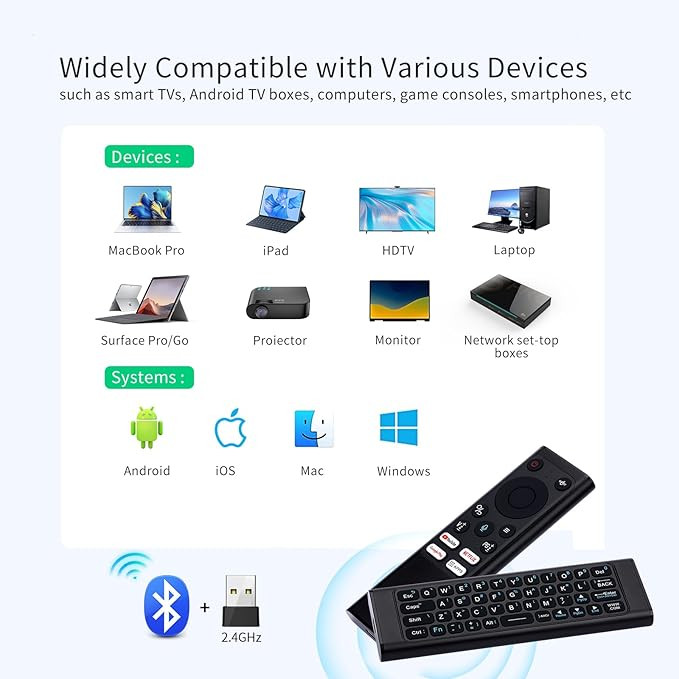 ریموت هوشمند KASTWAVE Universal – کنترل بلوتوثی چندمنظوره با مینیکیبورد و Air Mouse