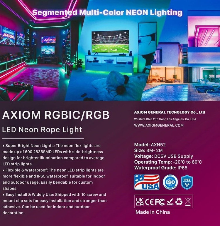 ریسه نئون RGB ۳ متر Axiom