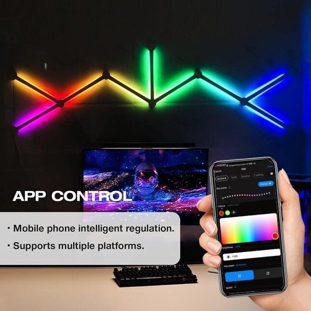 چراغ دیواری تزئینی RGB Symphony ۹ خط – نورپردازی داینامیک موزیکال