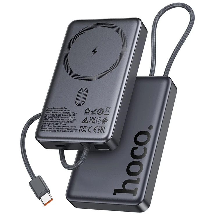 پاوربانک مغناطیسی هوکو مدل Q44 – ظرفیت 10000 mAh با شارژ سریع 20W و شارژ بیسیم