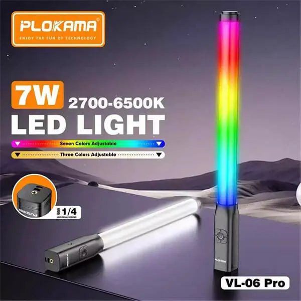 نور باتومی RGB قابل حمل Plokama VL-06 Pro – نور حرفهای برای فیلمبرداری