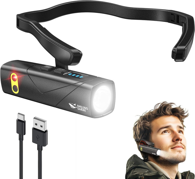 چراغ قوه گوشی شارژی Smiling Shark مدل Ear-Mounted LED Flashlight