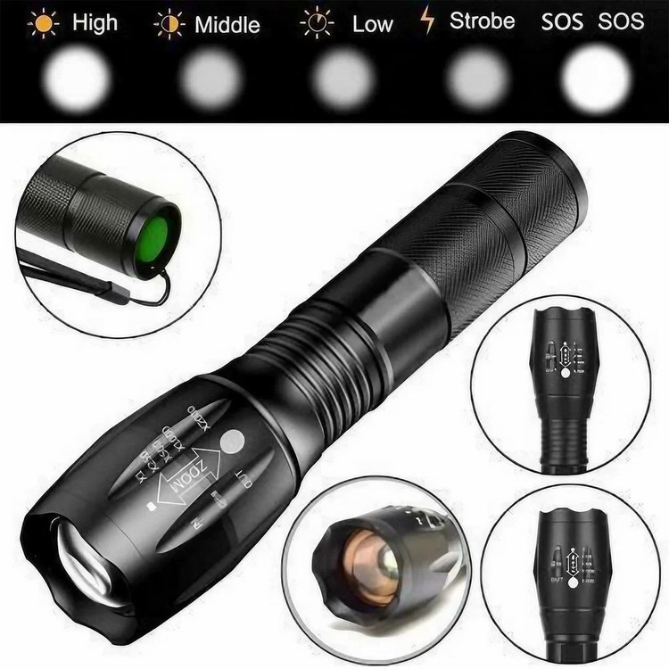 چراغ قوه تاکتیکال شارژی زومدار LED مدل Zoom Flashlight