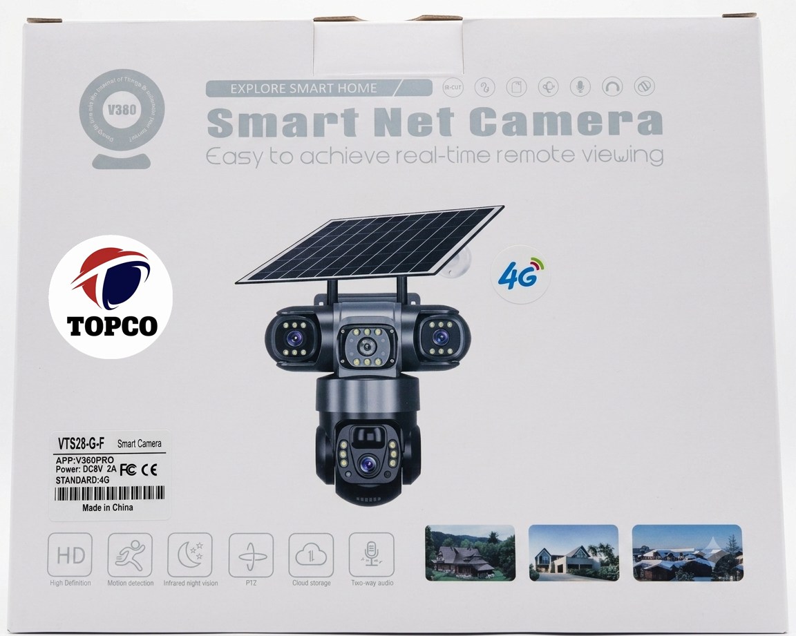 دوربین مداربسته 4 لنزی خورشیدی V380 مدل VTS28-G-F با 4G و PTZ