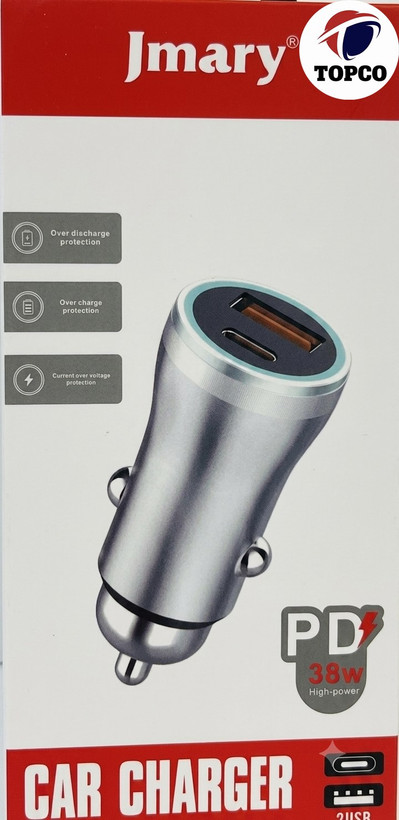 شارژر فندکی جیمری با پورت USB-C و USB-A - توان PD 38 وات