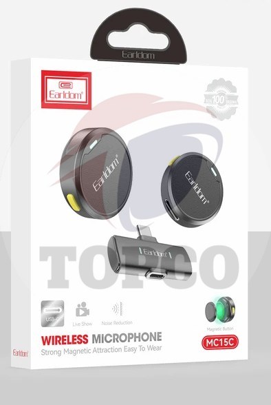 میکروفن یقه‌ای ارلدام مدل MC15C بی‌سیم با درگاه USB-C